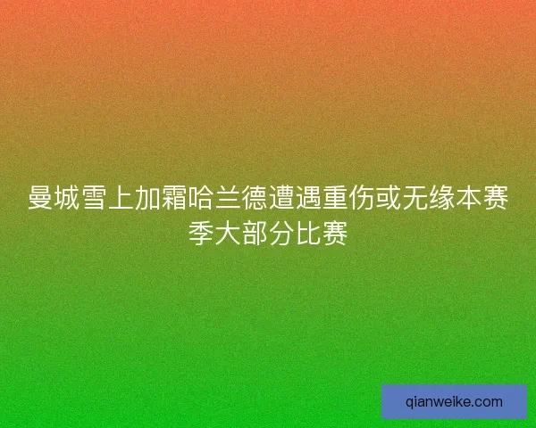 曼城雪上加霜哈兰德遭遇重伤或无缘本赛季大部分比赛