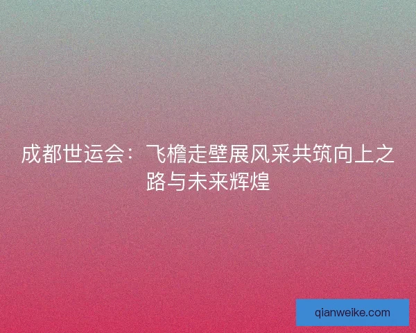 成都世运会：飞檐走壁展风采共筑向上之路与未来辉煌